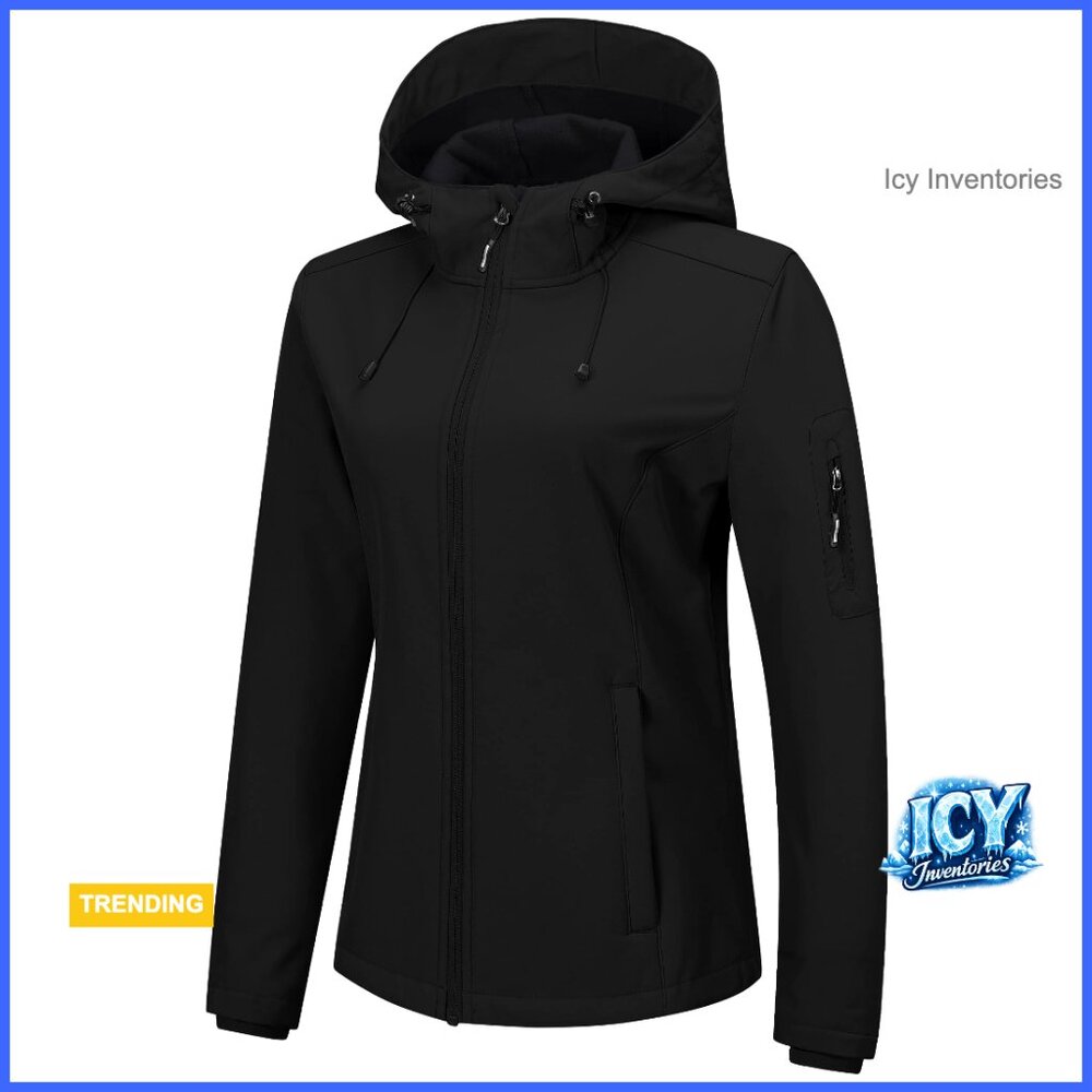 Fleece Lined Softshell Jacket Waterproof Windbreaker Hooded Lightweight